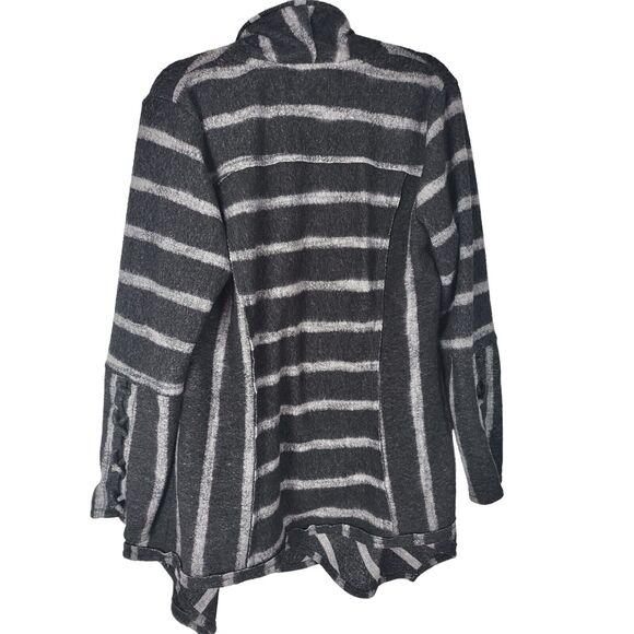 Knox Rose Cardigan XXL Womens Plus Size Black Grey Striped Long Sleeve Pockets - Picture 5 of 6